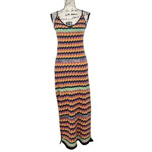 Scotch & Soda Chevron Knit Maxi Dress Sleeveless Cotton Artsy Beach Women Size S